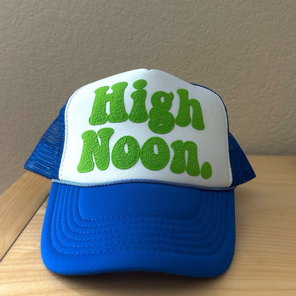 Blue and white “High Noon" hat